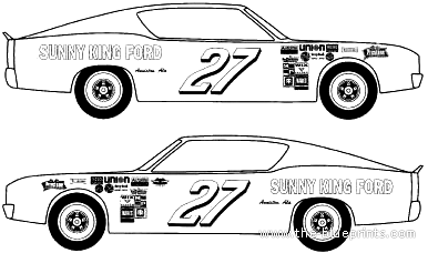 Ford Torino Talladega 1969 NASCAR [Allison] - Форд - чертежи, габариты, рисунки автомобиля